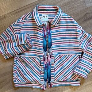 Zara salmon/blue Striped Jacket m